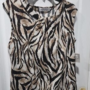 Kasper Women's Zebra Print Sleeveless Blouse - Black and Tan